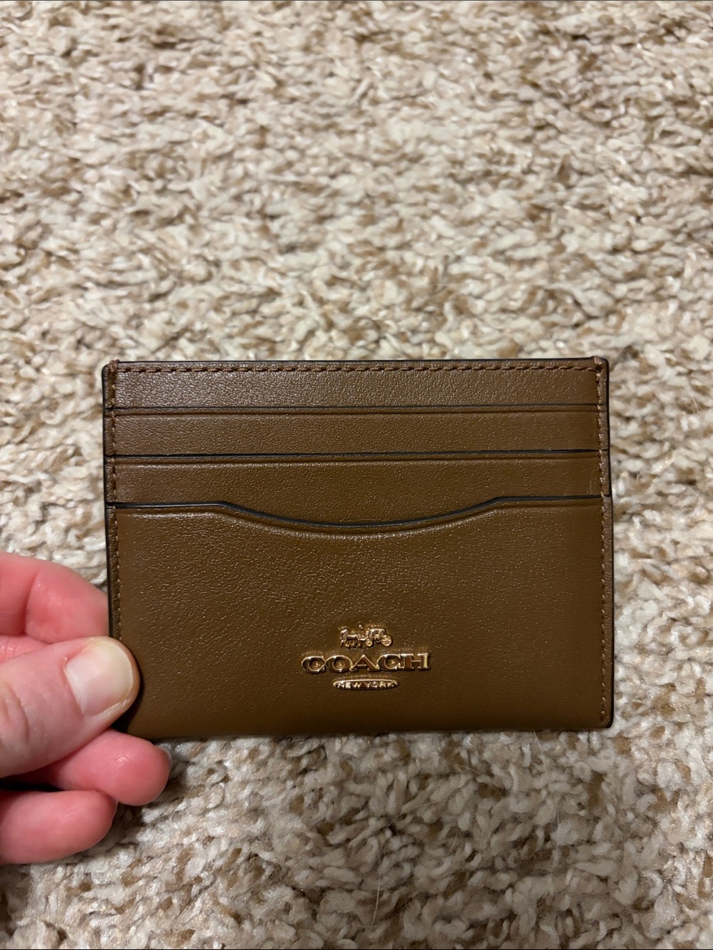 Coach Brown Leather Cardholder with Gold Logo